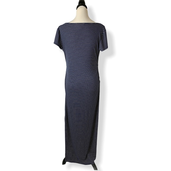 A Pea In The Pod Blue and Cream Striped Maxi Dress - Picture 3 of 4